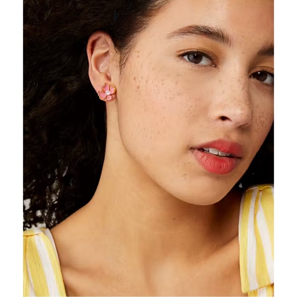KATE SPADE • Freshly Picked Pink Flower Stud Earrings - Picture 2 of 5